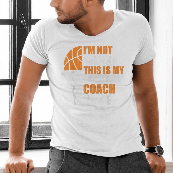 Basketball Not Yelling This Is My Basketball Coach Dad Men's V-Neck T-Shirt Basketball Not Yelling This Is My Basketball Coach Dad Men's V-Neck T-Shirt
