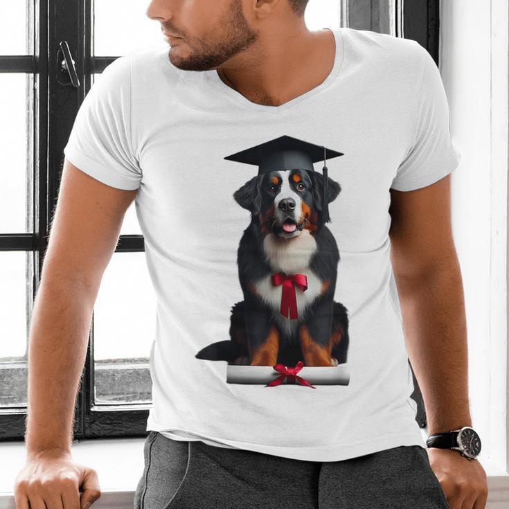 Bernese Mountain Dog Graduation Cap Graduate Training School For Men Women Girls Kids Men's V-Neck T-Shirt
