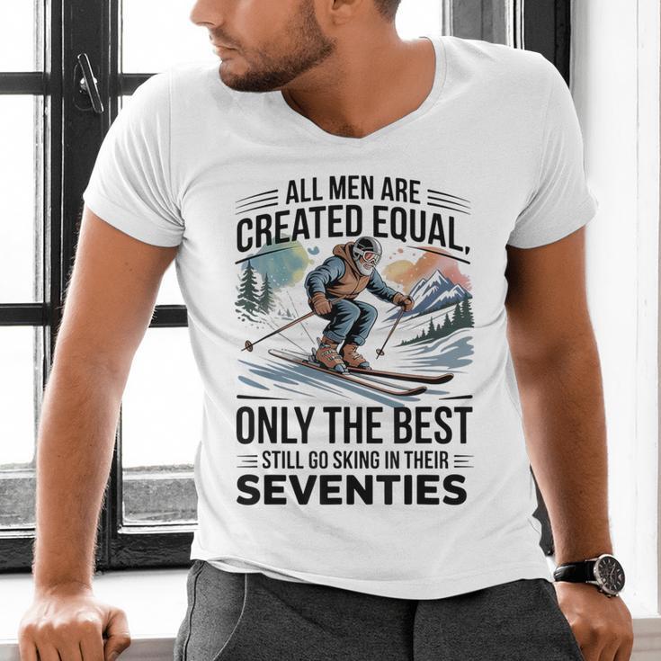 Only The Best Still Go Skiing In Their Seventies Men Dad Men's V-Neck T-Shirt