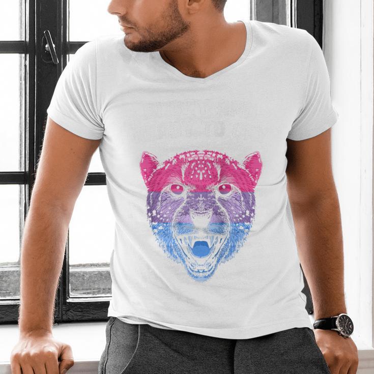 Bi Shy And Ready To Cry Bisexual Introvert Bi Pride Raglan Baseball Tee Men's V-Neck T-Shirt