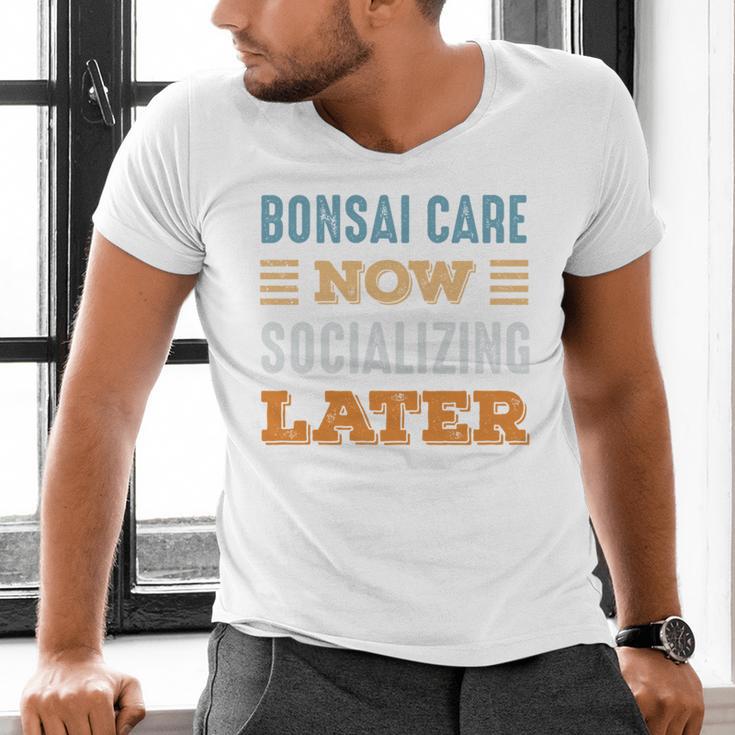 Bonsai Care Now Minimal Socializing Introvert Vintage Men's V-Neck T-Shirt
