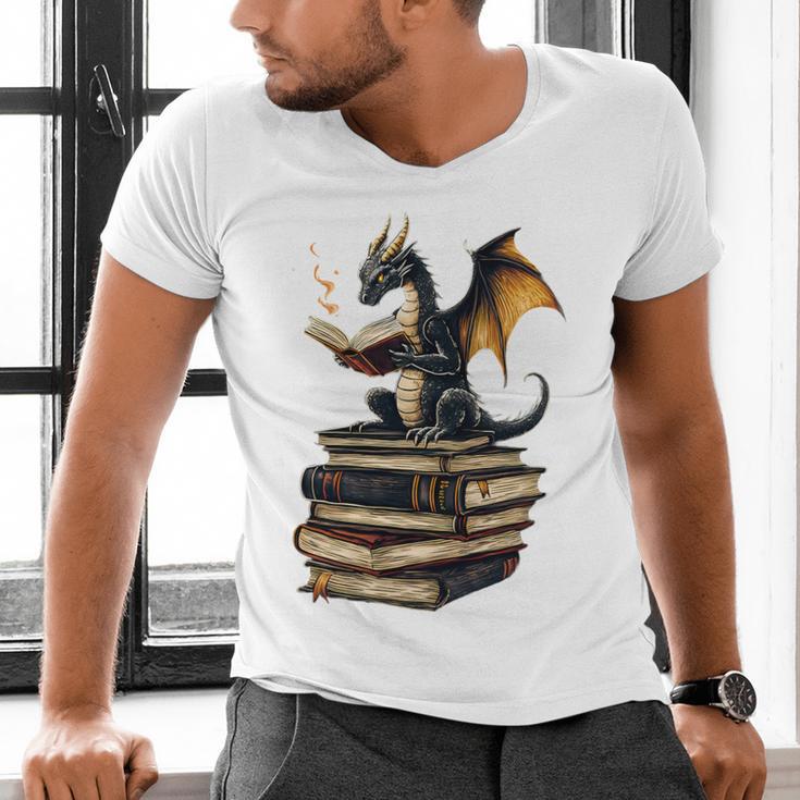 Book Dragon Men's V-Neck T-Shirt