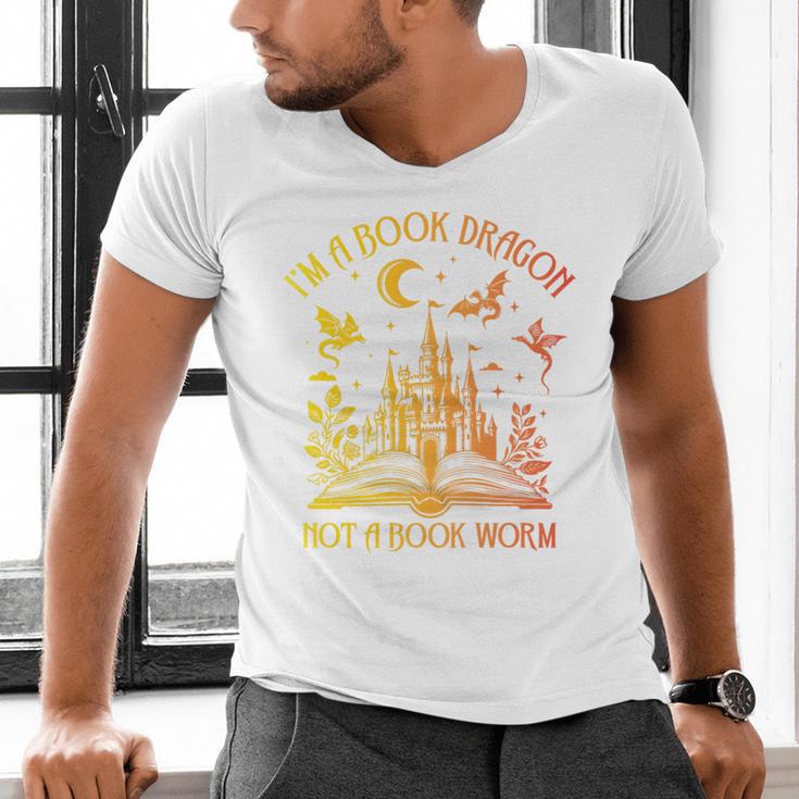Book Dragon Not Book Worm Premium Men's V-Neck T-Shirt