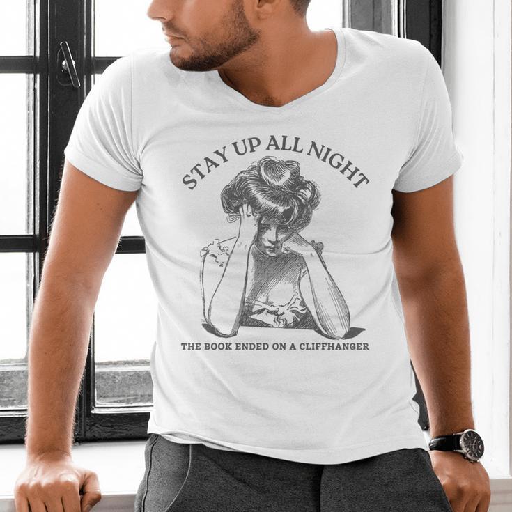 The Book Ended On a Cliffhanger Cute Book Lover Teach Men's V-Neck T-Shirt