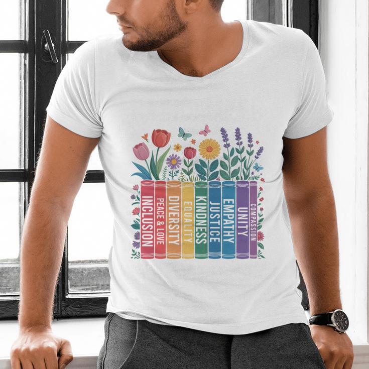 Book Flower Radicalized By Basic Decency Feminist Leftist Men's V-Neck T-Shirt