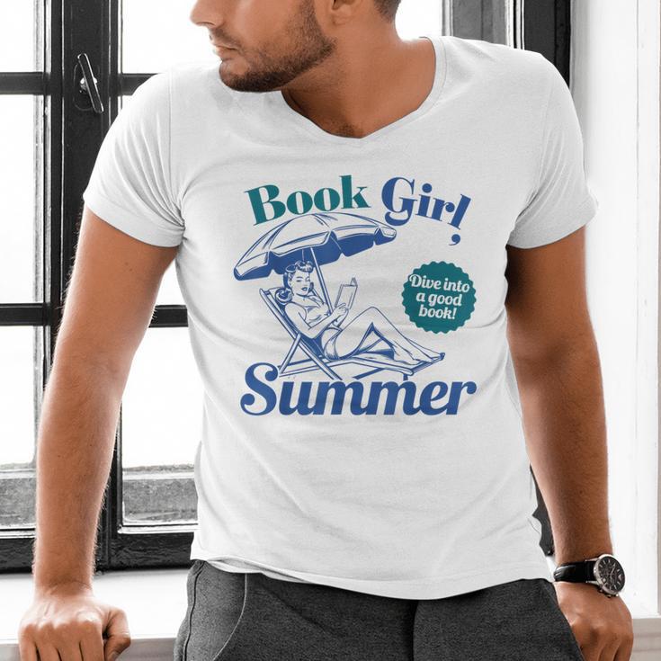 Book Girl Summer Bookish Beach Men's V-Neck T-Shirt