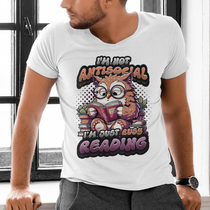 Book Lover Owl Reading Books Introvert Bookworm Men's V-Neck T-Shirt Book Lover Owl Reading Books Introvert Bookworm Men's V-Neck T-Shirt