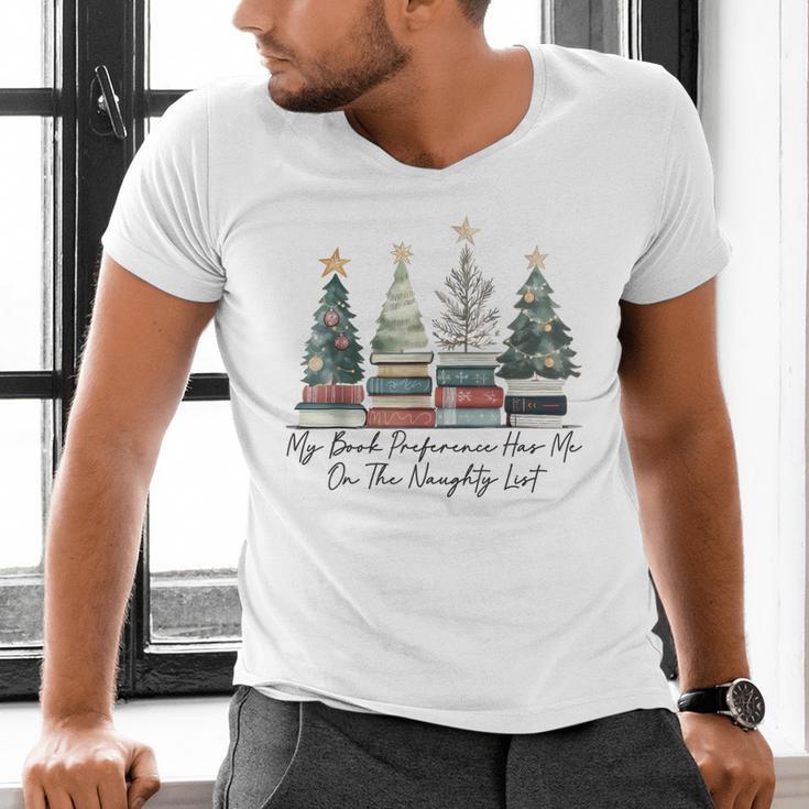 My Book Preference Has Me On The Naughty List Christmas Tree Men's V-Neck T-Shirt
