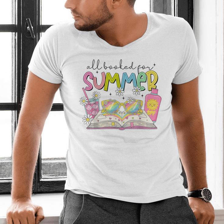 All Booked For Summer Reading Beach Floral Bookish Book Girl Men's V-Neck T-Shirt