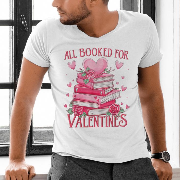 All Booked For Valentine Books Lover Teacher Floral Men's V-Neck T-Shirt