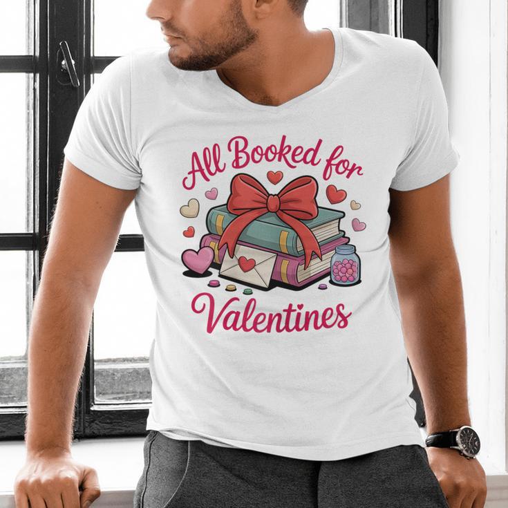 All Booked For Valentines Book Lover Teachers Men's V-Neck T-Shirt