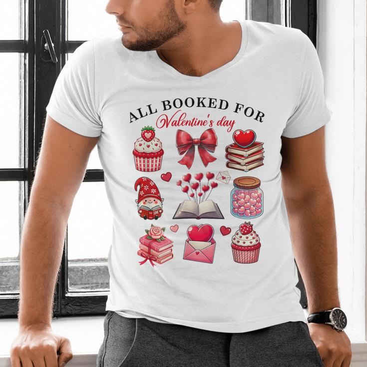 All Booked For Valentine's Day Book Lover Bookworm Bookish Men's V-Neck T-Shirt