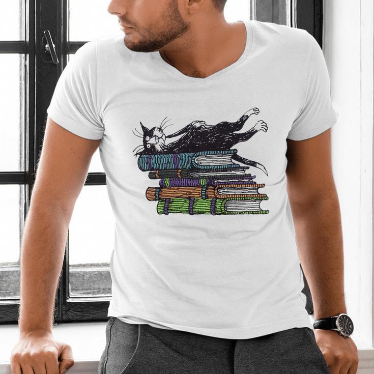 Books Cats Life Is Sweet Cats Books Lover Men Women Men's V-Neck T-Shirt