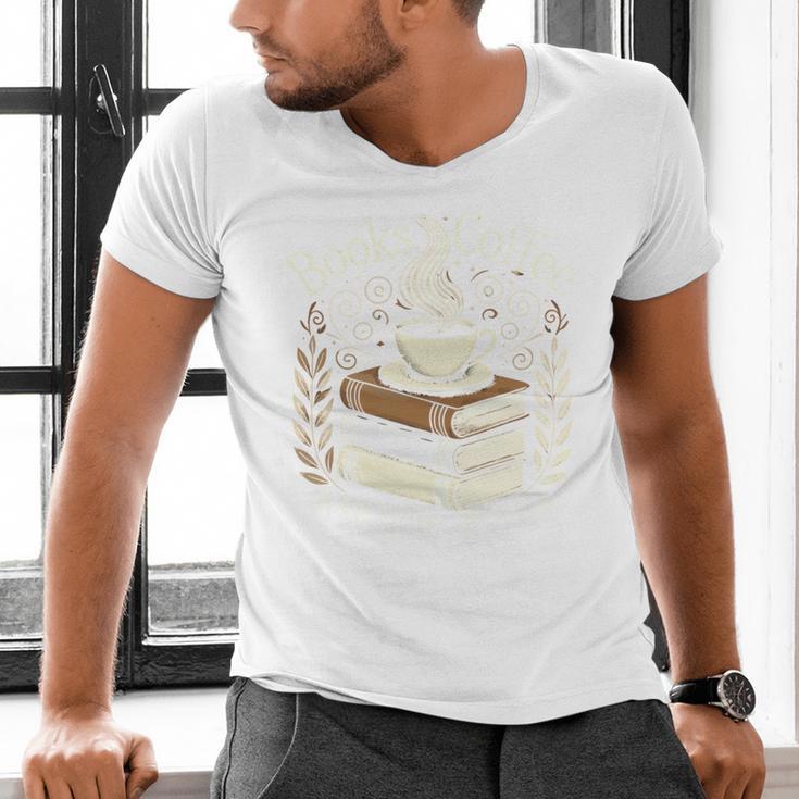 Books Coffee And Quiet Places Literature Men's V-Neck T-Shirt