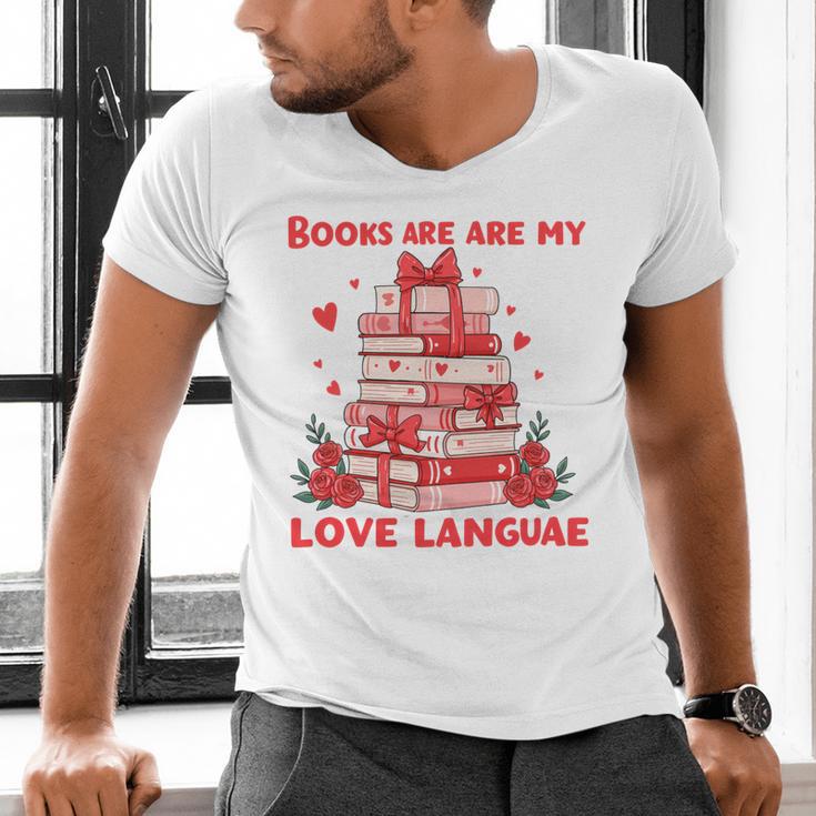 Books Are My Love Language Valentine Book Reading Teacher Men's V-Neck T-Shirt