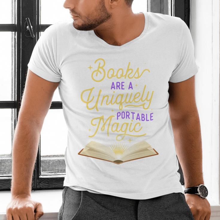 Books Are A Uniquely Portable Magic Reading Bookworm Men's V-Neck T-Shirt