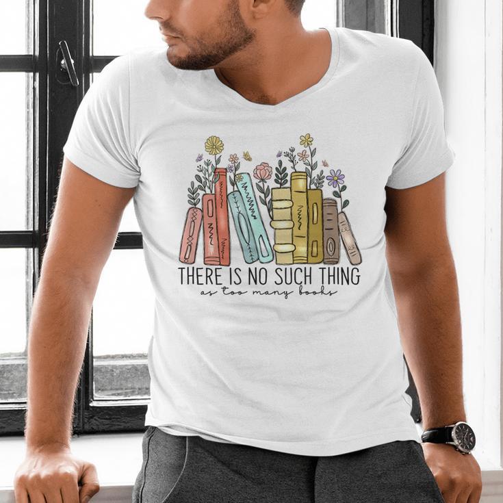 Books Wildflowers There Is No Such Thing As Too Many Books Men's V-Neck T-Shirt