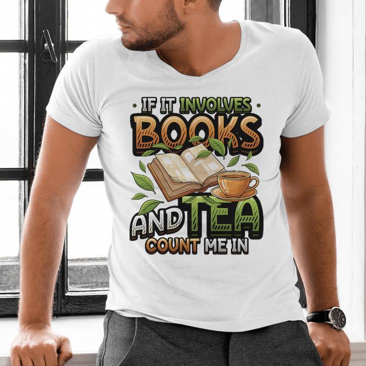 Bookworm If It Involves Books And Tea Lover Reading Premium Tri-Blend Men's V-Neck T-Shirt