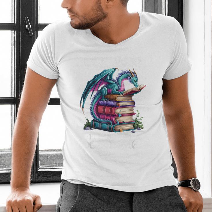Bookworm Please I'm A Book Dragon Blue Dragon Men's V-Neck T-Shirt
