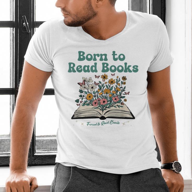 Born To Read Books Forced To Read Emails Book Lover Men's V-Neck T-Shirt Born To Read Books Forced To Read Emails Book Lover Men's V-Neck T-Shirt