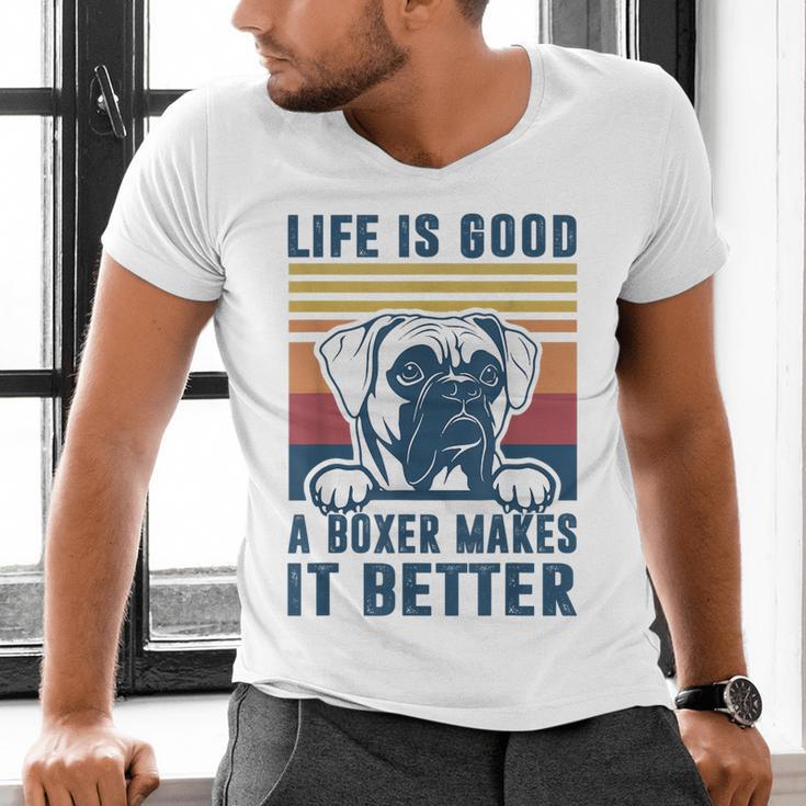 Boxer Dog For Men Women Boxer Dog Dad Mom Small Men's V-Neck T-Shirt