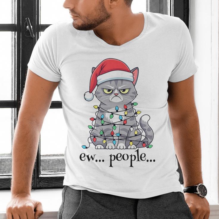 Cat Ew People Adult Humor Introvert Anti-Social Men's V-Neck T-Shirt