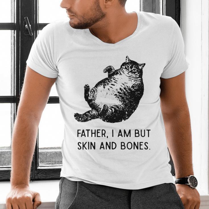 Cat Father I Am But Skin And Bones Cat Dad Meme Humor Men's V-Neck T-Shirt
