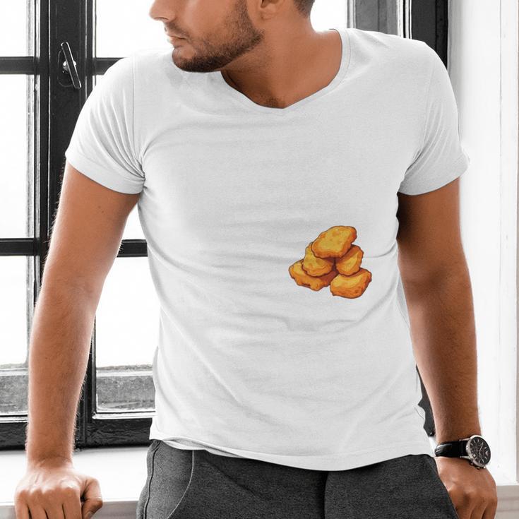 Chicken Nugget Saying Introvert Nuggie Foodie Food Men's V-Neck T-Shirt