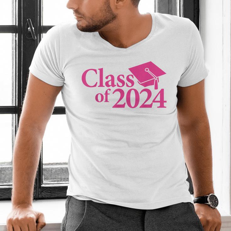 Class Of 2024 Pink For Girls And Women Graduation Men's V-Neck T-Shirt