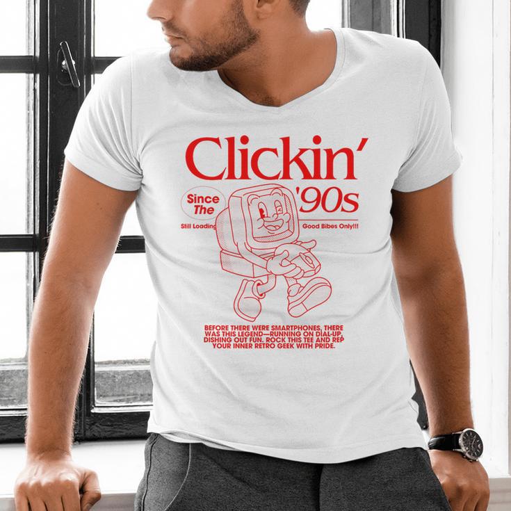 Clickin' Since The 90s Retro Computer Nostalgia Men's V-Neck T-Shirt Clickin' Since The 90s Retro Computer Nostalgia Men's V-Neck T-Shirt