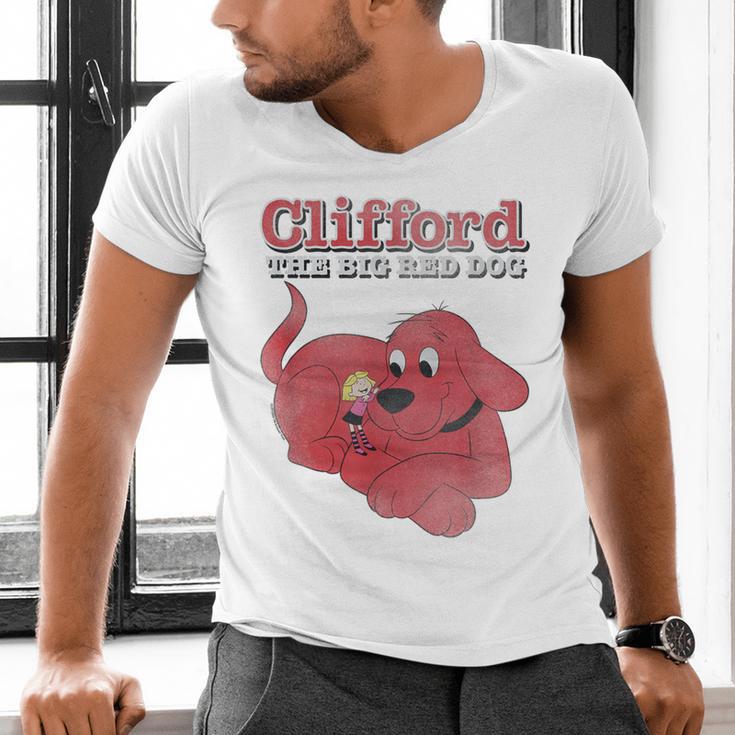 Clifford The Big Red Dog Clifford And Emily Book Cover Men's V-Neck T-Shirt