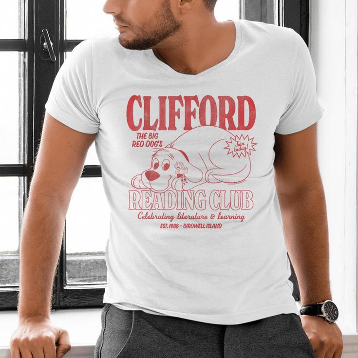Clifford The Big Red Dog Reading Club Est 1988 Kids Books Men's V-Neck T-Shirt Clifford The Big Red Dog Reading Club Est 1988 Kids Books Men's V-Neck T-Shirt