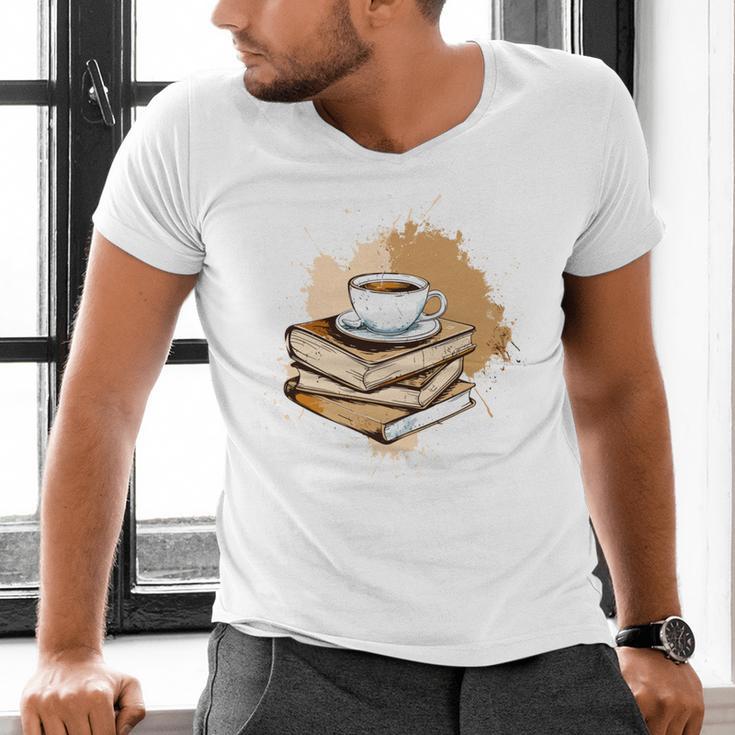 Coffee And Books Adult Books Lover Reading Men's V-Neck T-Shirt