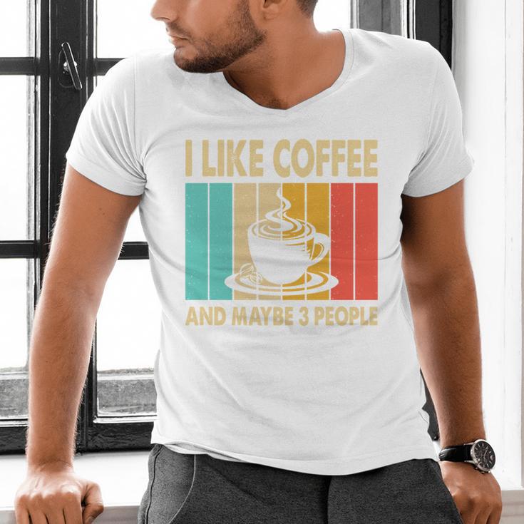 I Like Coffee And Maybe 3 People Introvert Anti-Social Men's V-Neck T-Shirt I Like Coffee And Maybe 3 People Introvert Anti-Social Men's V-Neck T-Shirt