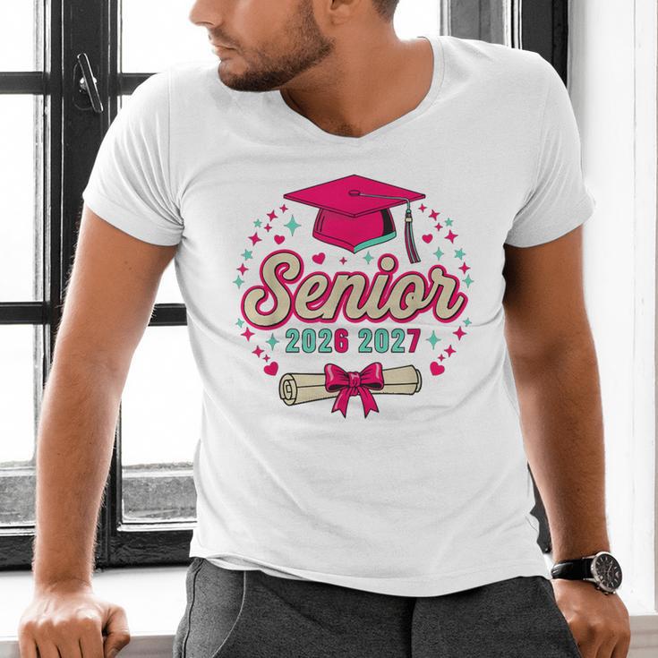 Coquette Pink Bow Senior 2026 2027 Graduation Men's V-Neck T-Shirt
