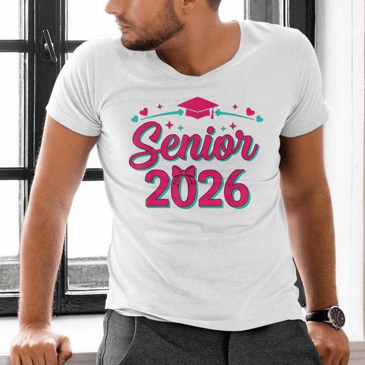 Coquette Pink Bow Senior 2026 Class Of Graduation Men's V-Neck T-Shirt