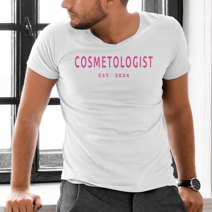 Cosmetologist Est 2024 Graduation Beauty School Cosmetology Men's V-Neck T-Shirt