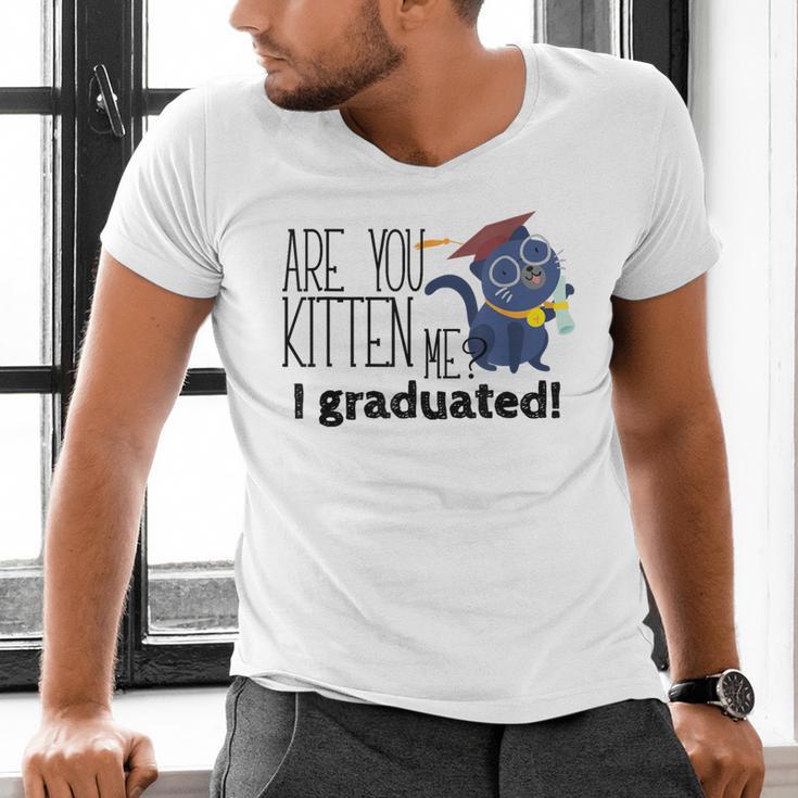 Cute Graduation Cat Masters High School T-Shirt For Men Women Kids Men's V-Neck T-Shirt