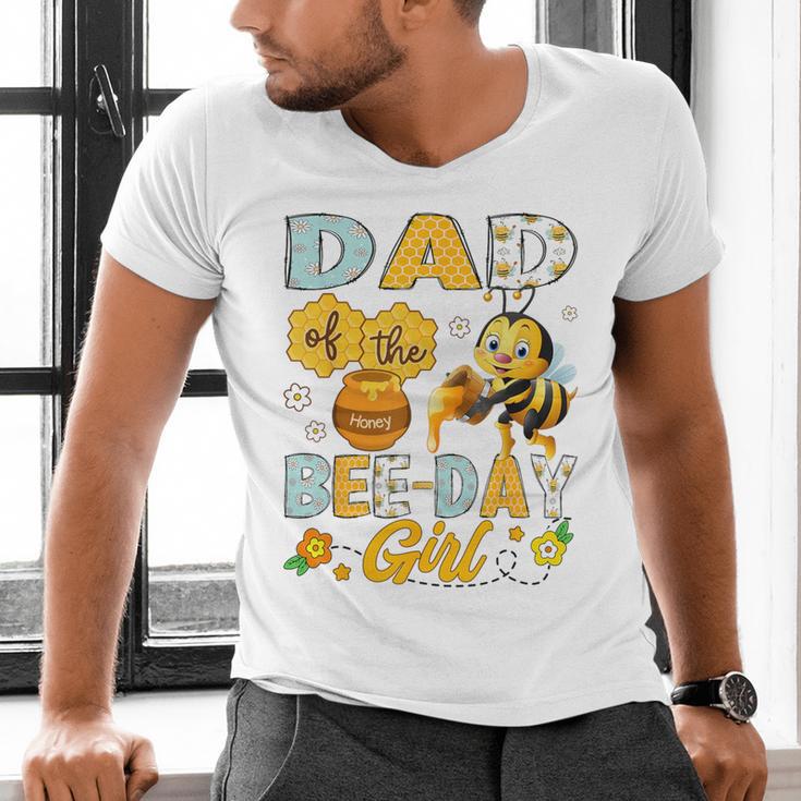 Dad Of The Bee-Day Girl Bee Birthday Party Men's V-Neck T-Shirt
