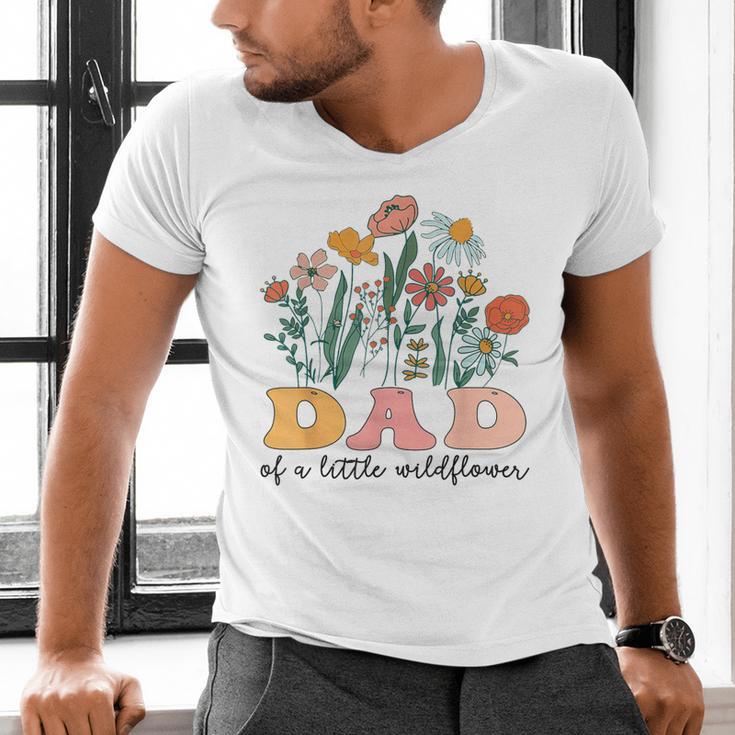 Dad Of The Little Wildflower Birthday Party Baby Shower Men's V-Neck T-Shirt