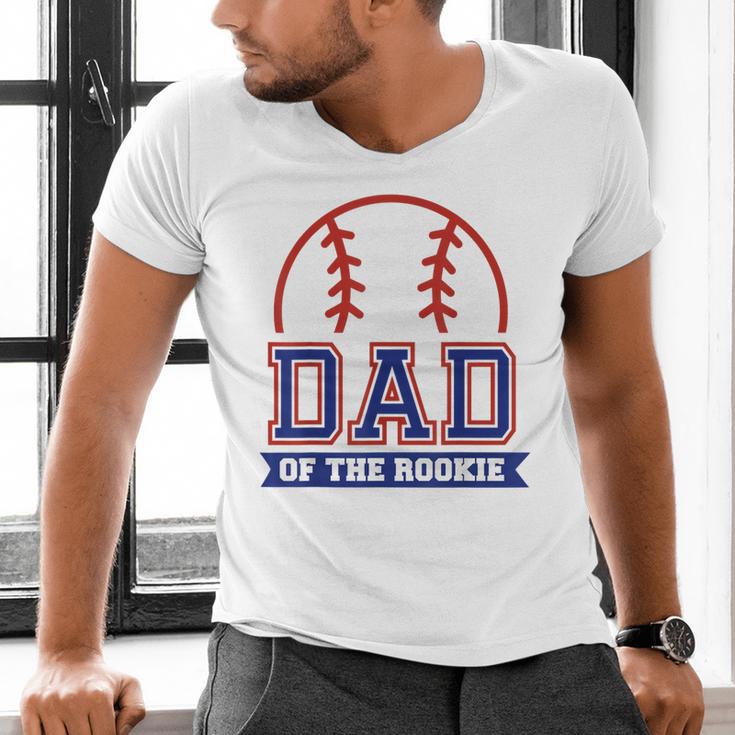 Dad Of Rookie 1st Birthday Baseball Theme Matching Party Men's V-Neck T-Shirt