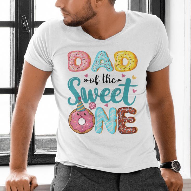 Dad Of The Sweet One 1st Birthday Girl Donut Party Men's V-Neck T-Shirt