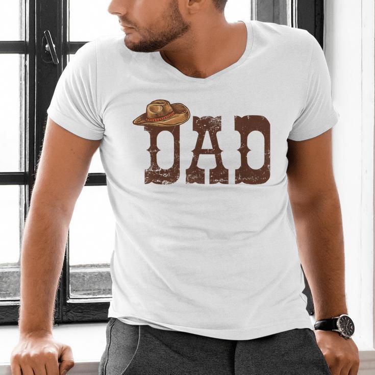 Dad Western Family Matching Birthday Cowboy Cowgirl Men's V-Neck T-Shirt