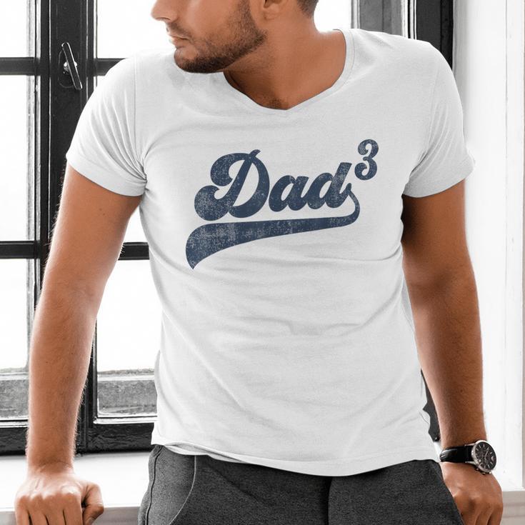 Dad3 Dad Cubed Father Of Three Daddy 3 Third Time Dad Men's V-Neck T-Shirt