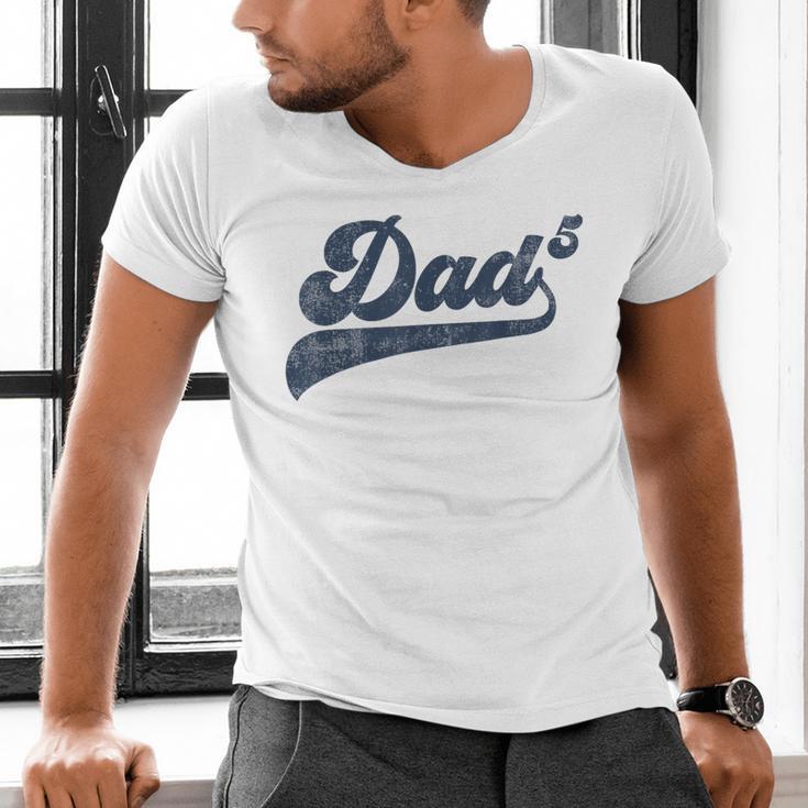 Dad5 Daddy Of 5 Kids Father Of Five Fifth Time Dad Men's V-Neck T-Shirt