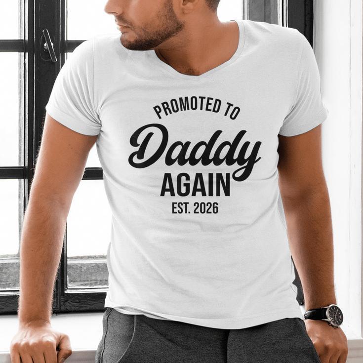Daddy Again 2026 Promoted To Daddy Again 2026 Dad Again Men's V-Neck T-Shirt