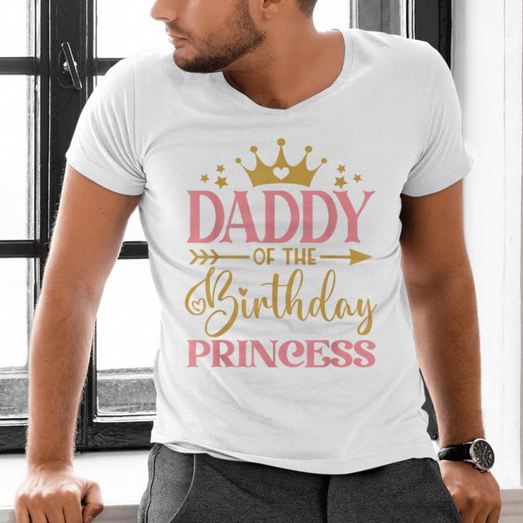 Daddy Of The Birthday For Girl 1st Birthday Princess Girl Men's V-Neck T-Shirt