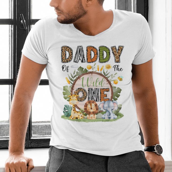 Daddy Of The Wild One 1St Birthday Boy Safari Jungle Men's V-Neck T-Shirt