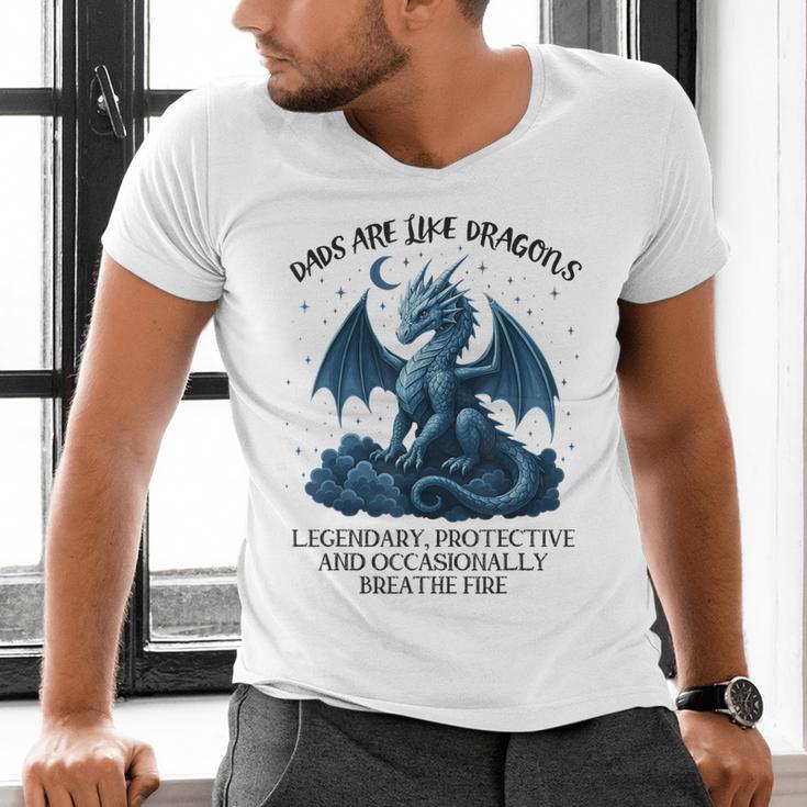 Dads Are Like Dragons Legendary Protective Fatherhood Men's V-Neck T-Shirt Dads Are Like Dragons Legendary Protective Fatherhood Men's V-Neck T-Shirt