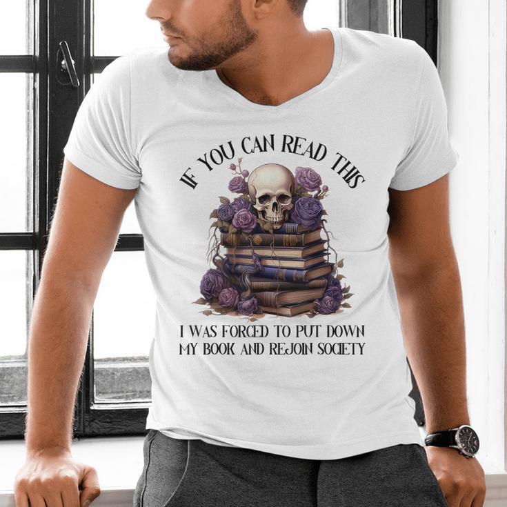 Dark Romance Merch I Put Down My Book Lover Spicy Skeleton Men's V-Neck T-Shirt Dark Romance Merch I Put Down My Book Lover Spicy Skeleton Men's V-Neck T-Shirt